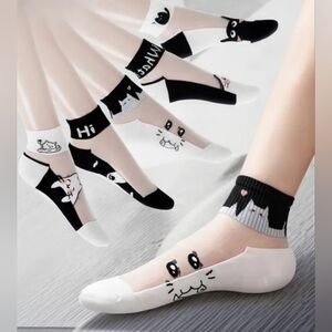 Adorable Cat Ankle Socks Set - 5 OS